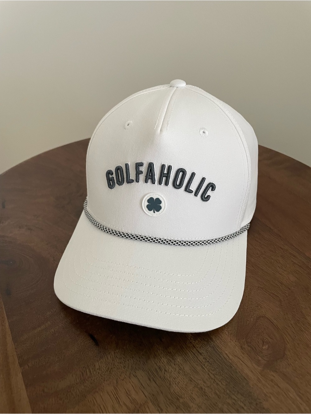 Mens Black Clover GOLFAHOLIC golf
Snapback hat
White
one size
